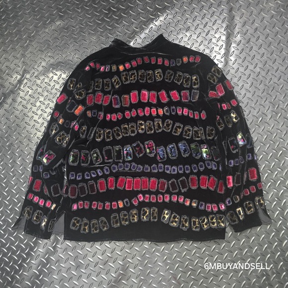 Chico's Design‎ Velvet Cutout Jacket Women 1 M Gothic Whimsigoth Artwear Grunge - Picture 9 of 10